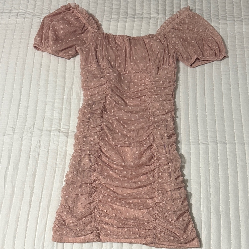 Elegant Pink Ruched Dress